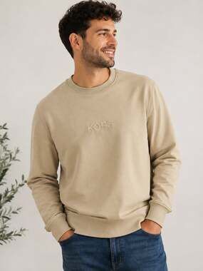 Michael Kors Men’s Logo Crewneck Sweatshirt Beige Pullover XXL